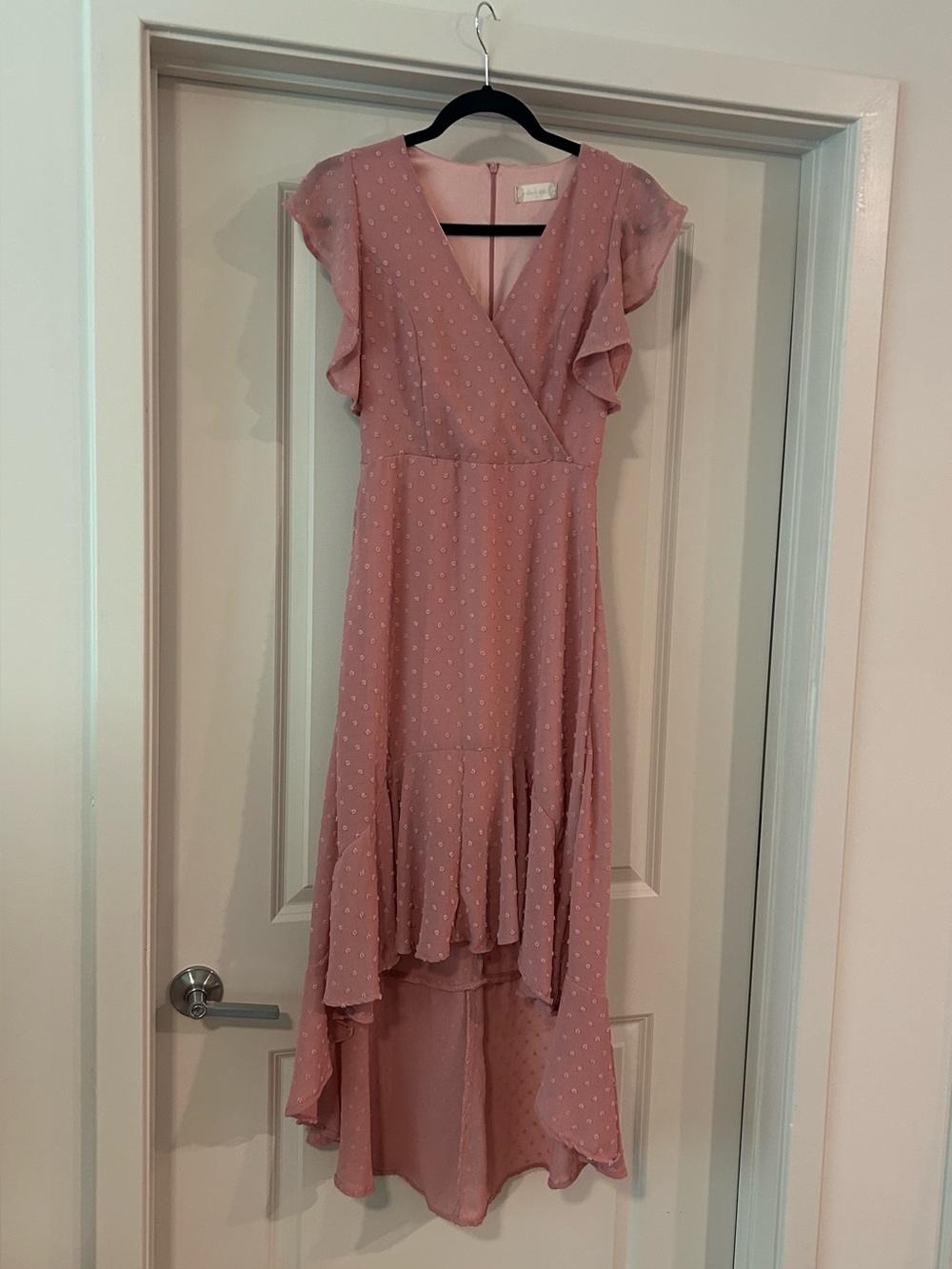 Altar'd State Dusty Rose Ruffle-Trim High-Low Dress